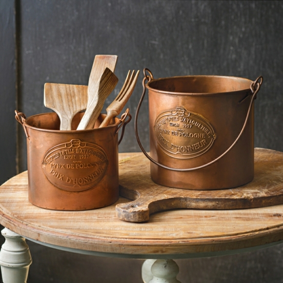 Other - (SOLD) Kitchen Storage Set of Two Copper Buckets